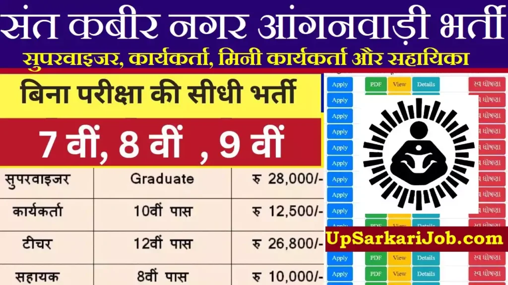 Sant Kabir Nagar Anganwadi Bharti Sant Kabir Nagar Anganwadi Vacancy