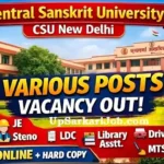 Central Sanskrit University Bharti 2026: 144 पदों पर LDC, MTS और अन्य भर्ती